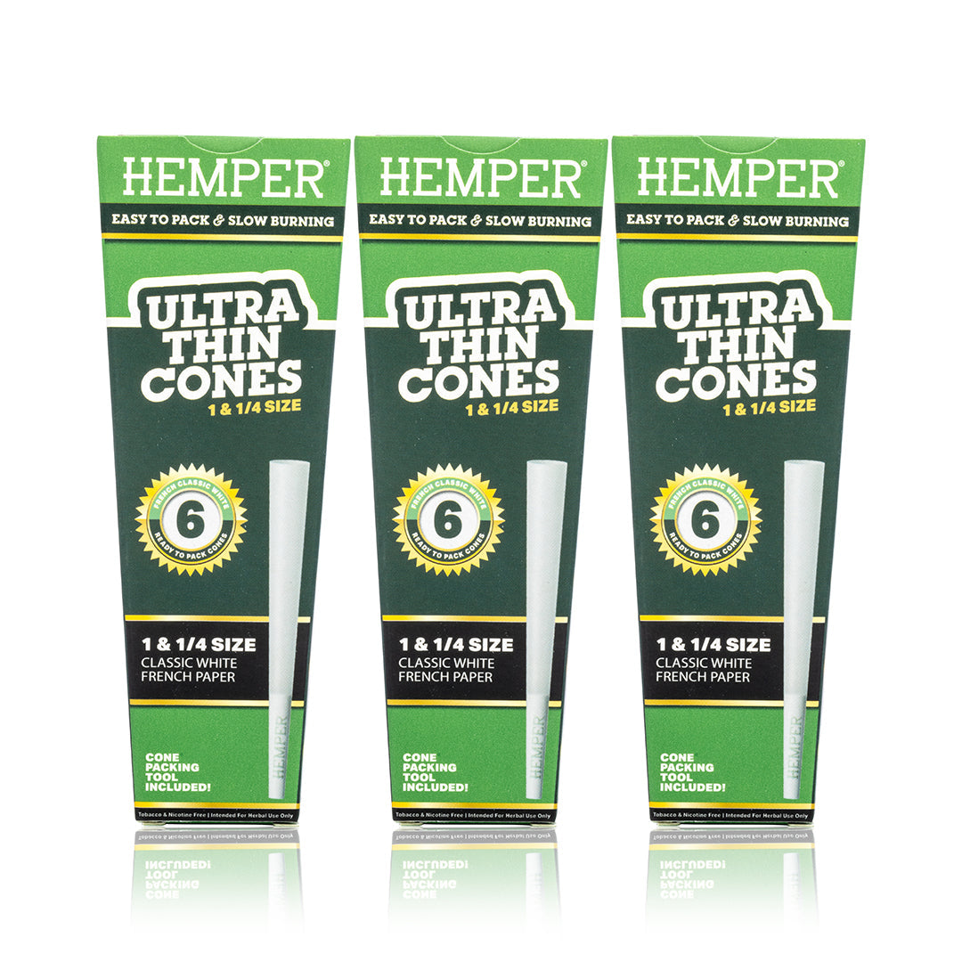 Ultra Thin Pre-Rolled Cones French White Paper - 6 Pack - 1 1/4 Size