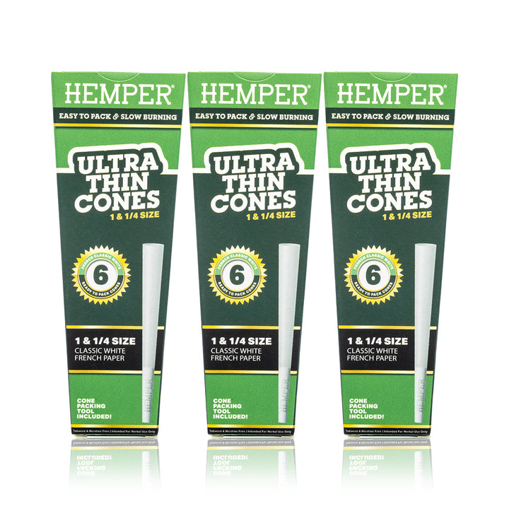 Ultra Thin Pre-Rolled Cones French White Paper - 6 Pack - 1 1/4 Size