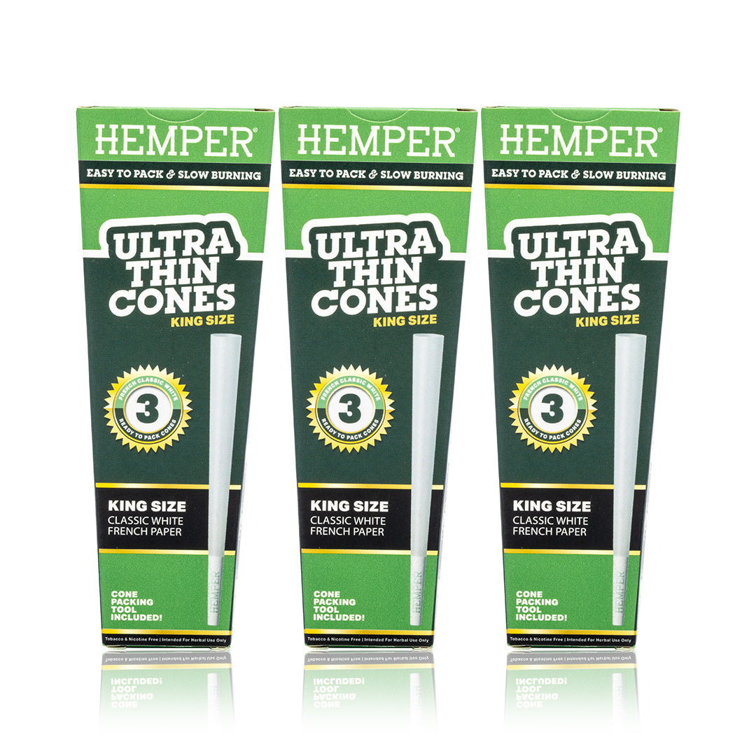 Ultra Thin Pre-Rolled Cones French White Paper - 3 Pack - King Size