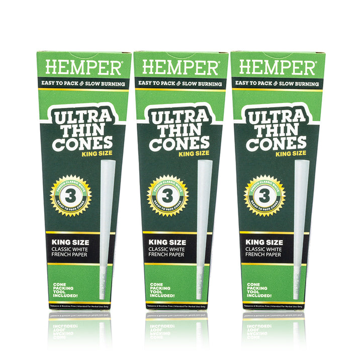 Ultra Thin Pre-Rolled Cones French White Paper - 3 Pack - King Size