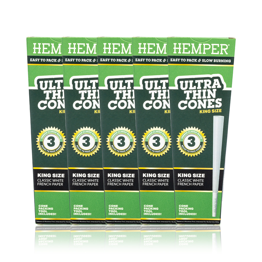 Ultra Thin Pre-Rolled Cones French White Paper - 3 Pack - King Size