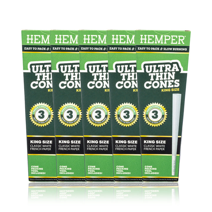 Ultra Thin Pre-Rolled Cones French White Paper - 3 Pack - King Size