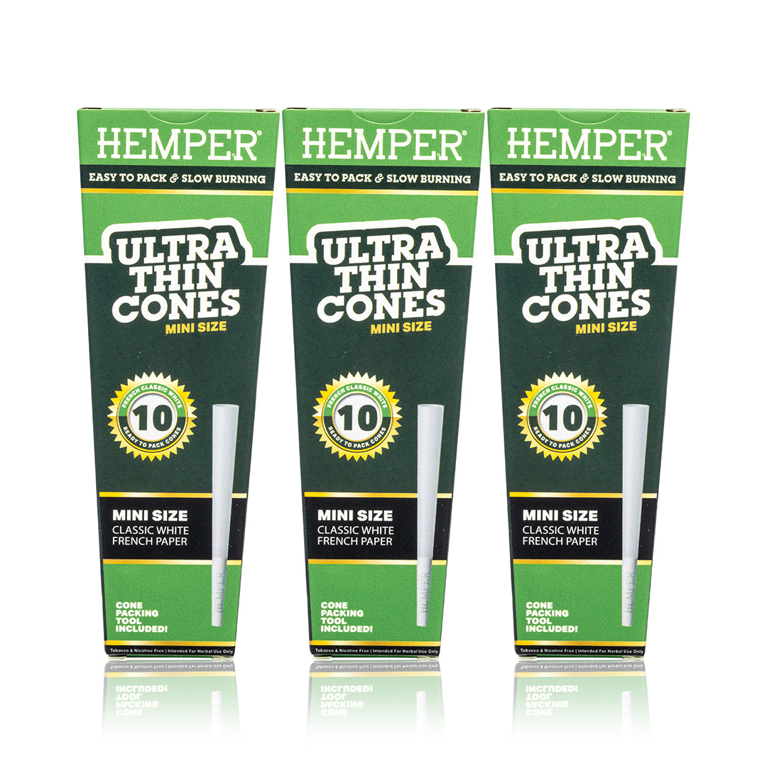 Ultra Thin Pre-Rolled Cones French White Paper - 10 Pack - Mini Size
