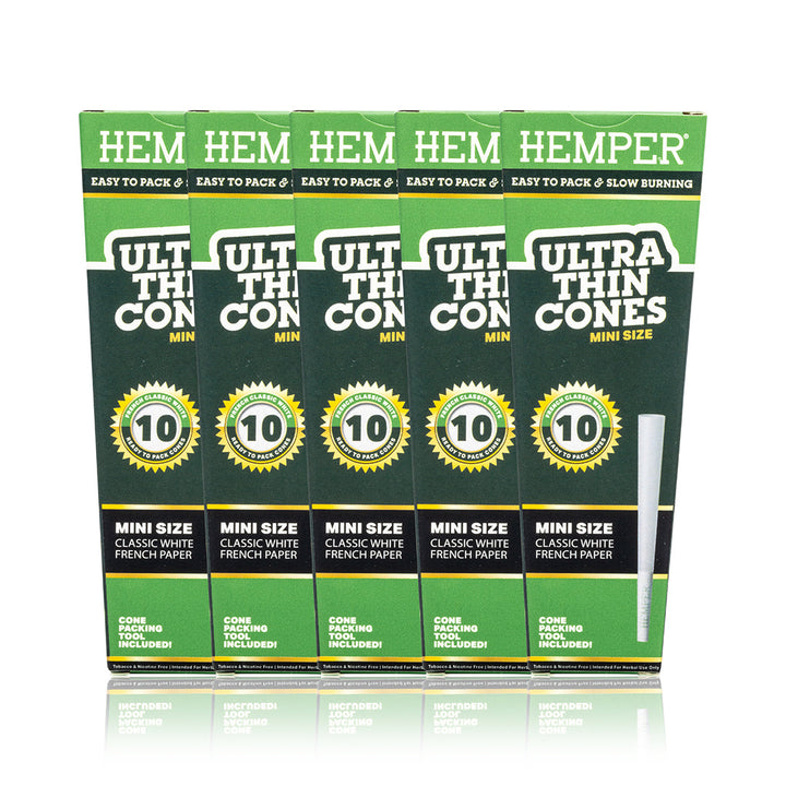 Ultra Thin Pre-Rolled Cones French White Paper - 10 Pack - Mini Size