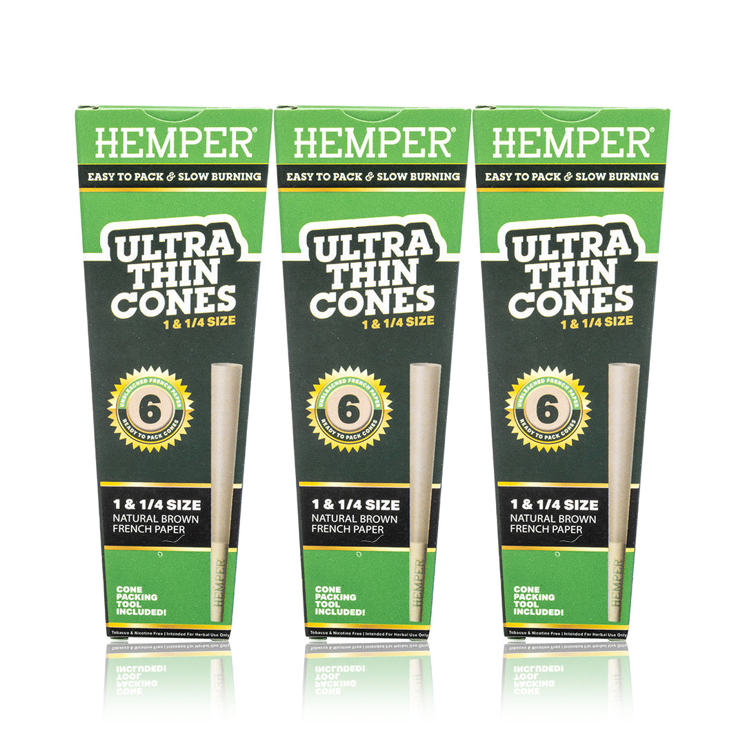 Ultra Thin Pre-Rolled Cones French Unbleached Paper - 6 Pack - 1 1/4 Size