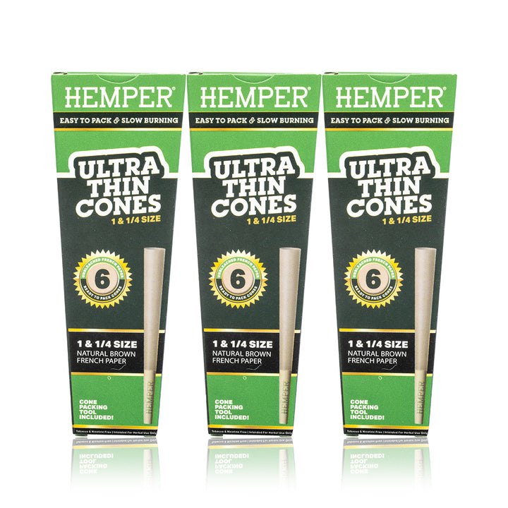 Ultra Thin Pre-Rolled Cones French Unbleached Paper - 6 Pack - 1 1/4 Size