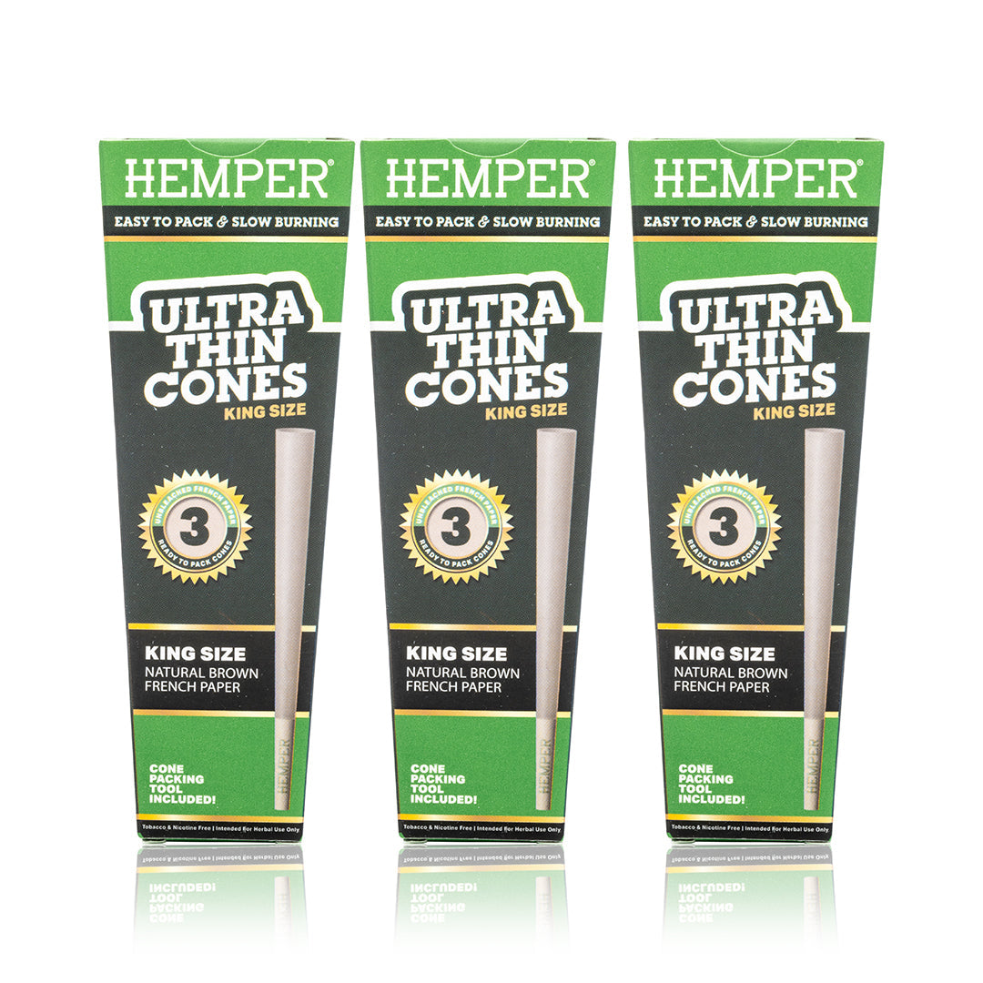 Ultra Thin Pre-Rolled Cones French Unbleached Paper - 3 Pack - King Size