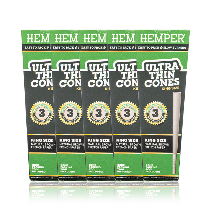Ultra Thin Pre-Rolled Cones French Unbleached Paper - 3 Pack - King Size