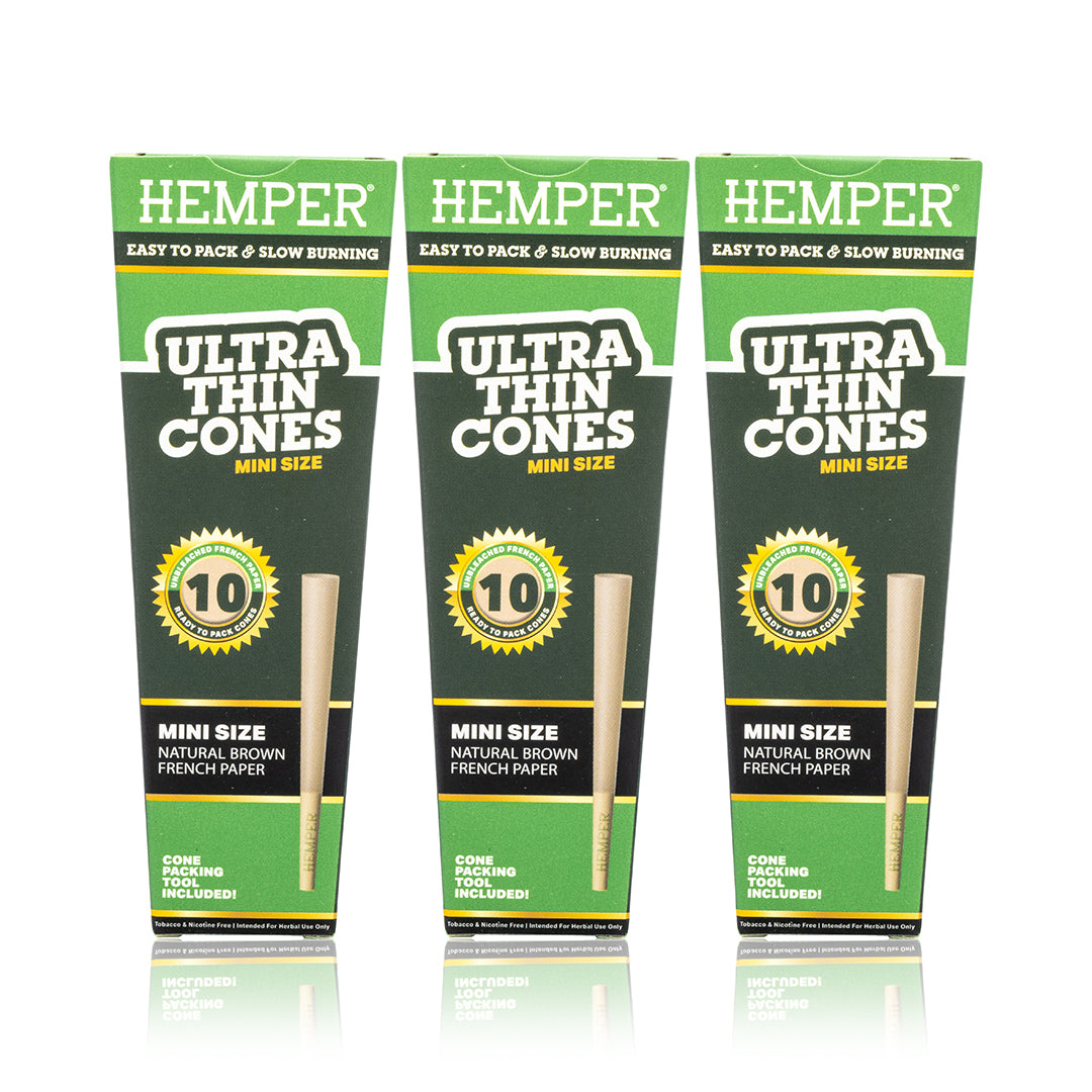 Ultra Thin Pre-Rolled Cones French Unbleached Paper - 10 Pack - Mini Size