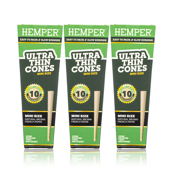 Ultra Thin Pre-Rolled Cones French Unbleached Paper - 10 Pack - Mini Size