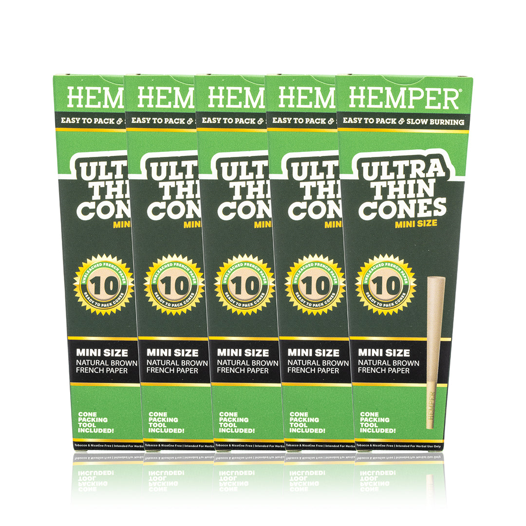 Ultra Thin Pre-Rolled Cones French Unbleached Paper - 10 Pack - Mini Size