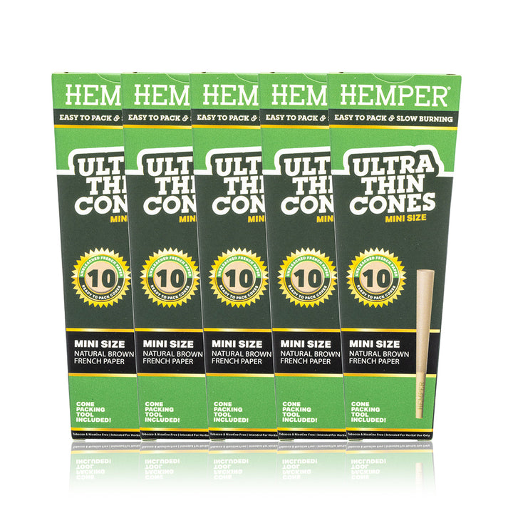 Ultra Thin Pre-Rolled Cones French Unbleached Paper - 10 Pack - Mini Size