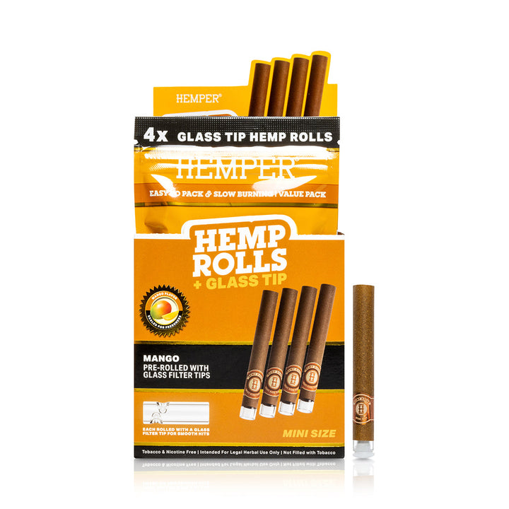 Pre-Rolled Mini Size Glass Tipped Hemp Rolls | 4PK